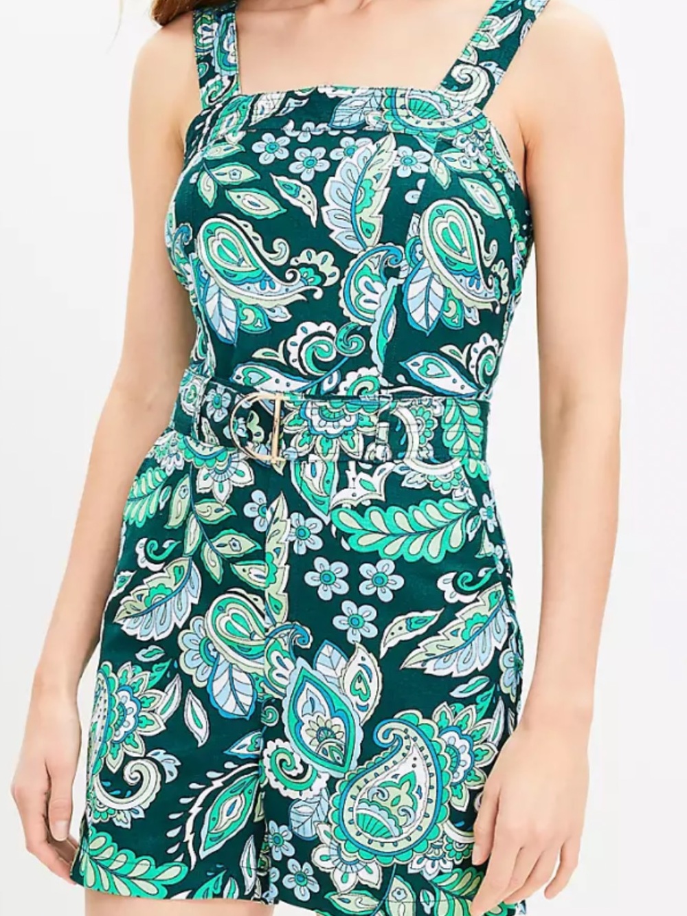 loft, petite paisley linen romper